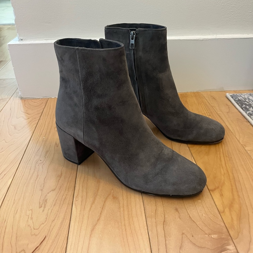 Vince Grey Suede Heeled Boot